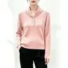 Camisa Base Macia com Gola Reversível e Meio Botão com Textura Canelada Vertical, Blusa de Manga Longa Curta para Trajeto, Blusa Lisa de Início de Outono para Figuras Baixas