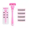 Aparelho de Barbear Manual com Lâmina de Seis Camadas para Remoção de Pelos das Partes Íntimas Femininas, Pernas e Axilas, Aparelho de Barbear com Lâmina de Aço Inoxidável de 6 Camadas, Transfronteiriço