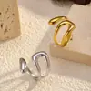 Anillo Abierto de Acero Inoxidable Transfronterizo para Mujer, Versátil y Personalizable, Simple Moda Transfronteriza Europea y Americana Anillo Abierto de Acero de Titanio