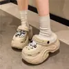 Zapatos de Agujeros de Tacón Alto Forrados de Felpa Invierno Pantuflas de Algodón Extraíbles y Lavables para Uso Exterior Antideslizantes Zapatos Mao Mao para Interiores y Exteriores con Algodón