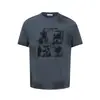 Camiseta Tie-Dye Desgastada de Manga Curta com Ombro Caído Estilo Streetwear Americano para Homens e Mulheres, Top Cropped Vintage da Moda de Rua de Verão