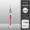 Caneta marcadora de cabeça longa de 45 mm pode adicionar tinta à base de óleo, caneta de marcação de linha de furo profundo para fechadura de porta de madeira à prova d'água