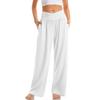 Pantalones de casa rectos con cintura cruzada para mujer talla grande, color liso, corte holgado con bolsillos, pantalón de chándal ancho y fluido, talla extragrande