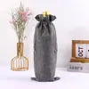 Saco de vinho de linho franzido com cordão atacado spot saco de embalagem para vinho Champagne conjunto de sacos de vinho de linho grosso imprimível