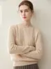Suéter de cachemira para mujer, cuello redondo, otoño e invierno, jersey de cachemira, camisa base de punto de ochos, blanco roto