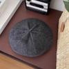 Boina de pelo de conejo rojo neto de Corea del Sur para mujer, sombrero de pintor artístico retro para mujer, sombrero de punto versátil, sombrero de lana cálido para invierno