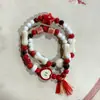 Fabricantes fornecem pulseira de cerâmica de liga novo estilo chinês feito à mão versátil estilo nacional pulseira de cerâmica de círculo duplo estilo étnico minoritário
