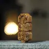 Pendente de Bronze com Padrão de Marca Esculpido em Agarwood de Qin'an, Lado Único, Estilo Chinês, Peça de Mão, Artesanato Cultural e Criativo