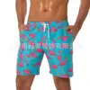 Calções de Praia Masculinos Transfronteiriços Estampados 3D Tamanho Grande Secagem Rápida Calções de Natação Série Frutas Flamingo Calções de Praia