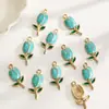 Colgante de Tulipán de Aleación con Aceite Goteante Colgante de Flor de Tulipán con Borde Dorado Retro Accesorios para Pulsera Pendiente de Joyería DIY