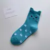 Meias Transfronteiriças Infantis Primavera Verão Meia de Cano Médio Desenho de Gato 3D Meias de Algodão Absorventes de Suor Femininas Comércio Exterior Meias Femininas Atacado