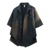 2026 Novo Estilo Camisa Masculina de Manga Curta Estilo Hong Kong Solta Gelo Seda Fresca Casual para Homens