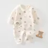 Mameluco para bebé para primavera, otoño e invierno, mameluco acolchado de algodón para bebés pequeños, mameluco de dibujos animados para recién nacidos, ropa estilo mariposa que protege la barriga y es cálida