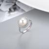 Europa y Estados Unidos anillo de perla de plata S925 nuevo transfronterizo soporte vacío DIY accesorios microincrustación boca de vida femenina anillo ajustable