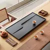 Bandeja de Chá de Pedra Wujin Tamanho Grande Bandeja para Casa e Escritório Bandeja Simples com Drenagem Mesa de Centro Desktop Mesa de Chá Mar de Chá Conjunto de Chá