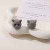 Lindo dibujos animados tridimensionales flocado gato ratón cabeza de panda resina DIY pendientes tocado carcasa de teléfono móvil material venta al por mayor