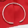 Plata de ley Tailandia Chiang Mai pulsera de plata hecha a mano moda simple pulsera redonda Pulsera abierta de plata