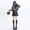 26 Minifalda de Tiro Alto en Línea A Ajustada a la Cadera con Forro Antiexposición Falda de Cuero Adelgazante Falda Media Novedades Primavera/Verano para Mujer Dropshipping