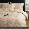 Xiangling Premium Estilo Pastoral Classe A Algodão e Linho Botão Frontal Conjunto de Quatro Peças Retrô Toque de Luxo Roupa de Cama Conjunto de Lençol e Capa de Edredom