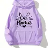 Sudadera con Orejas de Gato Lindas y Estampado de Letras, Sudadera Casual con Cordón y Bolsillo Canguro,