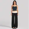 Conjunto Fitness Transfronteiriço Costas Bonitas Camiseta Esportiva de Secagem Rápida Bloqueio de Cores Cintura Dobrada Conjunto de Calças Esportivas para Corrida ao Ar Livre Yoga Feminino