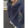 Sudadera con Capucha de Empalme Estilo Étnico Otoño e Invierno Marca de Moda Nueva Bordado Chino Sudadera para Pareja Chaqueta de Diseño Nicho