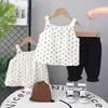 Conjunto Elegante de Peto de Lunares para Niña Pequeña Verano 2025 Nueva Moda Ropa de Verano Moderna para Bebé Niña 1 Ropa Infantil