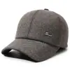 Novo Chapéu de Algodão Masculino para Exterior de Inverno para Homens de Meia-Idade e Idosos Vovô com Pelúcia Quente Boné de Baseball Proteção para Orelhas de Velho Proteção Contra Frio Chapéu Bico de Pato