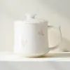 Copo de Água de Cerâmica Orquídea Rosa Pintado à Mão Copo de Chá Criativo com Tampa Caneca de Escritório de Alto Nível Copo de Escritório Copo