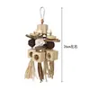 Brinquedo de papagaio de madeira feito à mão com bolas de rattan, corda de palha, furo de madeira, franjas e corda mastigável para calopsitas, agapornis e periquitos, suprimentos para gaiola de pássaros