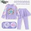 Traje de Baño Infantil Zootopia Judy Nick para Niñas de Dos Piezas Manga Larga Pantalón Largo Protección Solar Secado Rápido Conjunto de Ropa de Baño para Niñas