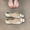 Cacho de Estrelas Maluco~Fivela Quadrada Fashion Sapatos Planos Vazados para Mulheres Sapatos de Encaixe Mary Jane Sapatos Rasos Estilo Francês
