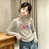 Camisa Térmica de Manga Longa com Gola Alta 2026 Outono/Inverno Infantil Versátil Camiseta Listrada Camada Base Tendência Meninas