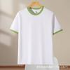 Camiseta de algodão de verão com contraste masculina e feminina cor de ombro combinando gola redonda manga curta atacado logotipo personalizado roupa de grupo Camiseta