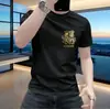 Esposa comprou uma camiseta masculina de manga curta, gola redonda, peso pesado, com estampa personalizada, versátil para o verão, casual, luxo leve
