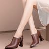 Zapatos planos de tacón grueso de punta para mujer Zapatos de tacón alto para mujer Zapatos de cuero para mujer 2025 Nuevo Otoño Estilo británico Zapatos de cuero pequeños