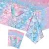 Mantel Desechable Tema Sirena Escamas de Pez Rosa Plato de Papel para Cena Accesorios de Decoración para Fiesta de Cumpleaños Suministros