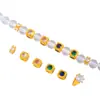 Puzuojiu Dourado Areia Não Desbota Acessórios DIY Incrustados com Zircônia Contas Espaçadoras Contas Rodinha Brilhantes Acessórios de Contas para Mulheres
