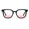Gafas de Marco Dulce Color Rubor Estilo Coreano, Aspecto Natural, Gafas de Color Degradado Adelgazantes para la Cara Sin Graduación, Gafas de Marco Negro de Celebridad de Internet con Graduación J