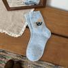 Calcetines de Lana de Cachorro Suave y Lindo Otoño e Invierno Calcetines de Media Caña Estilo Japonés Cálidos de Invierno Dibujos Animados Calcetines Holgados de Hilo Gris