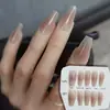 Patch de Unha Artística de Comprimento Médio Blush Puro Francês Explosões Unha Removível Falsa Suave