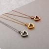 Collar Elegante de Moda Japonesa y Coreana para Mujer con Forma de Corazón de Oro de 18K Acero Titanio Collar Cadena Clavícula Acero Inoxidable Joyería Venta al por Mayor