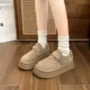 Mocassins de Pelúcia com Solado Grosso Sapatos de Algodão de Inverno 2026 Novo Estilo Mocassins Slip-on Sapatos Birkenstock Botas de Neve Femininas