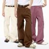 Mtlclothes Roupa Masculina Estilo Coreano Cor Sólida Casual Multicor Calça Reta Bolso Grande Roupa de Trabalho Jeans Desgastado Tendência