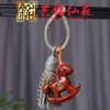 Llavero de Madera Pintada de Caballo del Zodiaco con Colgante de Borla, Colgante de Caballo del Año de Palo de Rosa, Cadena para Teléfono de Caballo de Sándalo Yiming Xianyuan