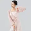 Roupas de Dança, Roupas de Performance de Gaze, Elegante Novo Estilo de Fada Longo Chinês Moderno Roupas de Prática de Dança, Tops de Dança Clássica