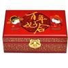 Venta al por mayor, joyero de madera lacada con luz de empuje retro Pingyao, joyero de princesa china de madera maciza para boda, tocador de tres piezas dorado