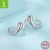 Novos Brincos de Prata Esterlina S925 Yinziyun com Textura de Metal Simples, Brincos de Prata Lisos Modernos, Fashionáveis e Charmosos