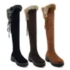 Elegantes botas de gamuza hasta la rodilla con cremallera lateral y cuello de pelo Botas de jinete Botas de algodón 34-43 Botas de comercio exterior de Amazon