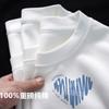 Camiseta de manga corta de algodón pesado de Xinjiang para hombres y mujeres, misma moda nacional, camisa blanca de fondo, top holgado de media manga de verano